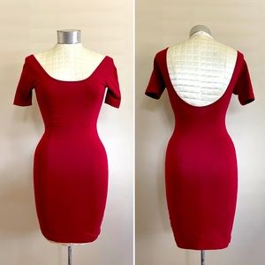 OG American Apparel cotton stretch plunge “Double U” mini dress M